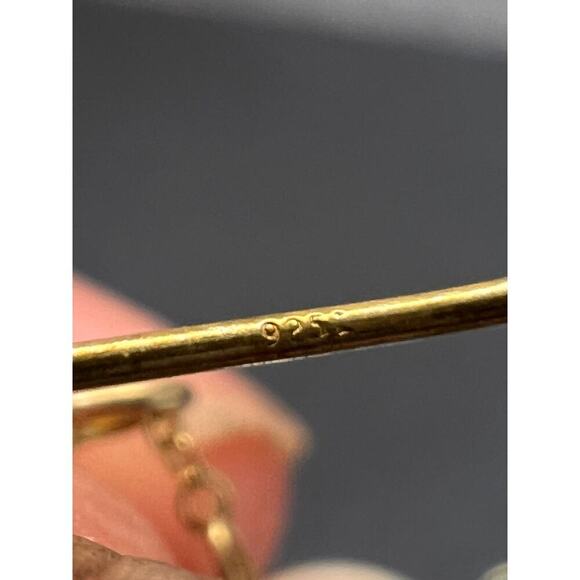 Cultured pearl dangle earrings in YG over sterling silver - Picture 7 of 11